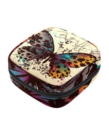 Joao menstruation cups zipper napkin bag tampons collective bags for women and girls (butterfly colorful wing and flora) color 2 unit size