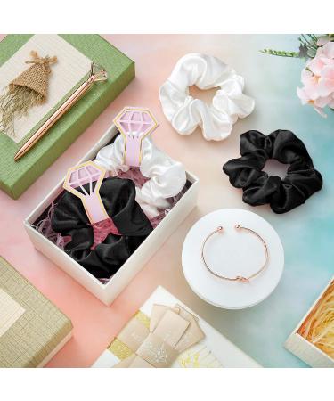 Bridesmaid Proposal Accessory Set - 24 Pcs Scrunchies, Hair Ties, Diamond Pen, Love Knot Bracelets with Cards - Perfect for Wedding Parties (White and Black) - Buy Online on GoSupps.com