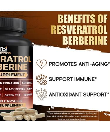 BMVINVOL Resveratrol Supplement | Berberine Quercetin Grape N-Acetyl Cysteine NAD Supplement for Antioxidant & Anti-Aging Support - Buy Online on GoSupps.com