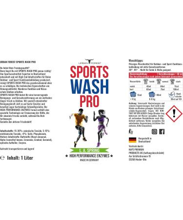 Urban Forest Sports Wash Pro - Full Detergent for Outdoor & Functional Clothing with Odor Remover | 1L Microfiber Detergent - Buy Online on GoSupps.com