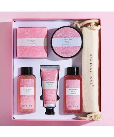 Spa Luxetique Rose Spa Gift Set for Women - Relaxing Home Spa Kit with Body Lotion, Shower Gel, Bubble Bath, and Hand Cream - Perfect Spa Gifts for Women - Buy Online on GoSupps.com