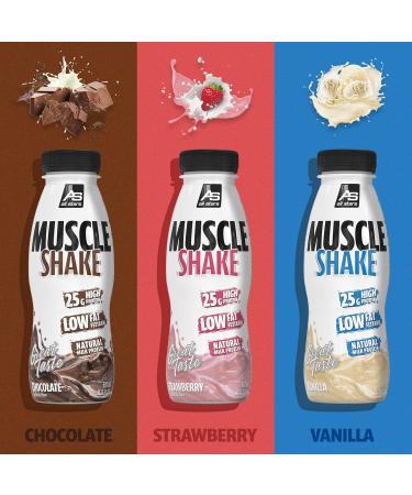 All Stars Muscle Shake Vanilla - 12 x 330ml Protein Shake with 25g Protein | Ready-to-Drink Milk Protein Shake for Muscle Growth - Buy Online on GoSupps.com