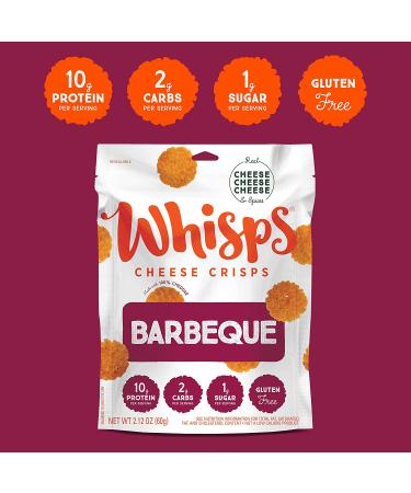 Whisps Barbeque Cheese Crisps 2.12 oz - Flavorful Low-Carb Snack - Buy Online on GoSupps.com