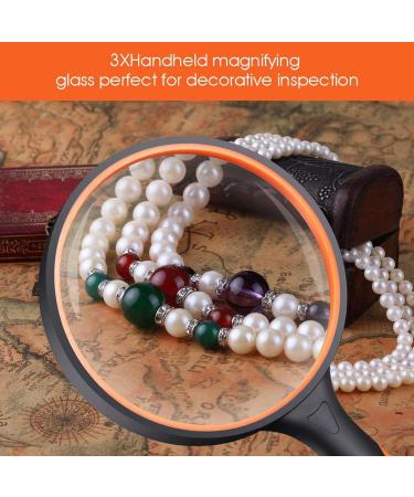 Pocket Magnifier Magnifying Glass 3X Handheld Reading Magnifier with Non Slip Soft Rubber Atmosphere - Buy Online on GoSupps.com