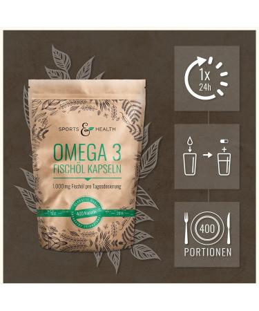 High Dose Omega 3 Capsules - 1000mg Fish Oil (400 Capsules) | Pure Omega 3 from Sustainable Fishing | EPA & DHA Triglyceride - Buy Online on GoSupps.com