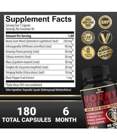 BMVINVOL Horny Goat Weed Capsules - 7000mg - Pack of 2 - 180 Capsules - Buy Online on GoSupps.com