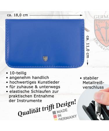 Buy Three Swords Germany 10-Piece Manicure Set 'Spezia' - Blue Artificial Leather Case | Nail Scissors Skin Scissors Nail Pliers & More - Buy Online on GoSupps.com