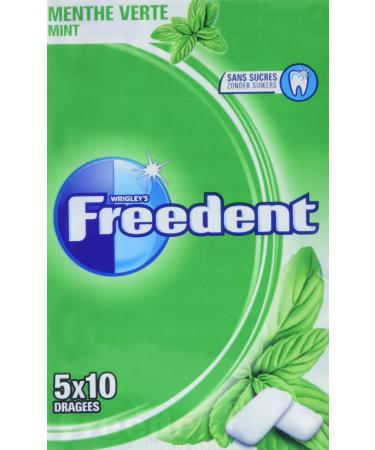 Freedent 5 Boxes of 10 Chewing Gums without Sugars Spearmint 70g