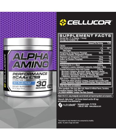 Cellucor Alpha Amino EAA & BCAA Powder - Icy Blue Razz - 13.4 Oz. - Buy Online on GoSupps.com