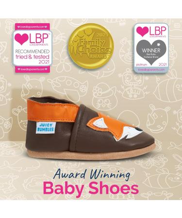 Soft Sole Leather Baby Shoes for Boys and Girls | Toddler Walking Shoes 18-24 Months | Brown Fox Design - Buy Online on GoSupps.com