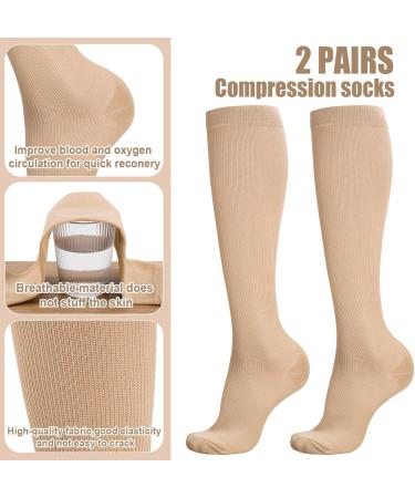 Firtink 2 Pairs Compression Socks For Women Men 20-30 Mmhg Knee High Socks Varicose Veins Socks Surgical Compression Socks For Nursing Pregnancy Flight Sports Travel - Buy Online on GoSupps.com