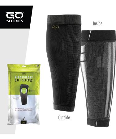 GO Calf Lower Leg Kinesiology Compression Sleeve - Black Medium Pair for Injury Recovery & Athletic Support - Buy Online on GoSupps.com
