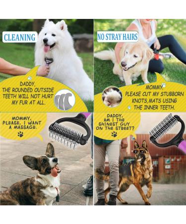 Dematting Comb Pet Grooming Tool Set Dedicated Rake and Brushes Double Sided Deshedding Supplies Removes Knots Tangled Hair Undercoat Mats for Dog Cat Rabbit Horse with Steel Comb(Pink) - Buy Online on GoSupps.com