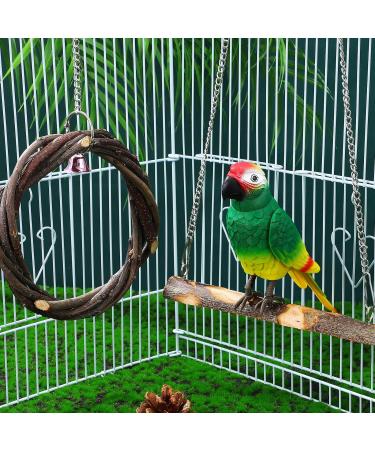 POPETPOP Bird Swing 2 Packs Parrot Swing Wooden Bird Swing Toy with Bell Hanging Swing Ring for Budgie Parakeet Cockatiel - Buy Online on GoSupps.com