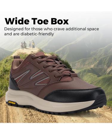 Fitville Extra Wide Men's Waterproof Hiking Shoes - Slipproof Trekking Footwear for All Weather - EU Size 46.5 X-Wide Brown - Buy Online on GoSupps.com