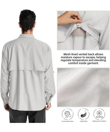Anteef Men's Safari Shirt with UPF 50+ UV Protection, Long Sleeve, Quick Dry - X-Large, Light Grey - Buy Online on GoSupps.com