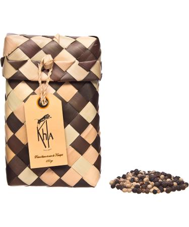 KHLA - Premium Black and White Kampot Pepper Mix IGP - 100g - Pepper Grains in Bag - From Organic Farming - Traditional Palm Leaf Packaging - Buy Online on GoSupps.com