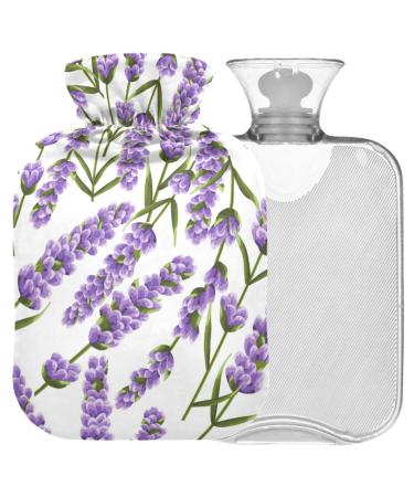 Naanle hot hot water bottle with reference purple lavender flower transparent hot water bottle 2l large hot hot water bottle for menstrual cramps pain relief handfoot heat and cold therapy