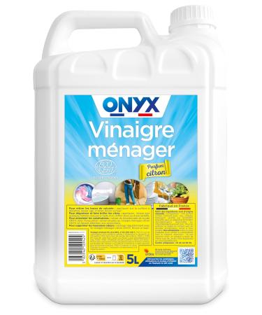Onyx - Household vinegar with lemon fragrance - Cleaner, descaler multi-surface and multi-use - Cleans and shines - Ecocert - 100% natural ingredients - Made in France - 5L