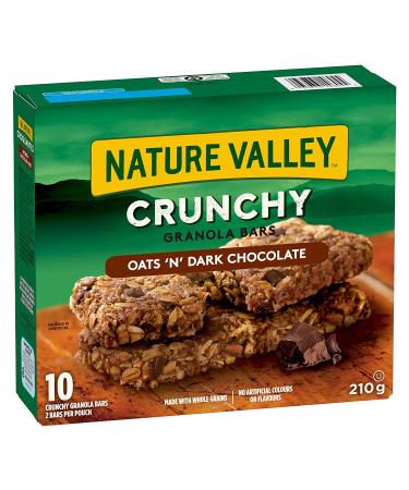NATURE VALLEY Crunchy Granola Bar Oats and Dark Chocolate (10ct Box) - 210g/7.4 oz | Imported from Canada - Buy Online on GoSupps.com