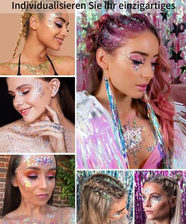 Glitzer Face Gel - Mermaid Sequins Glitter Body Gel | Festival Makeup | 3 Pack Gold Silver & White - Buy Online on GoSupps.com