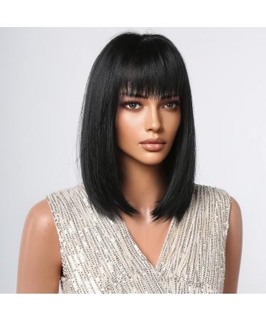 Testar 14-Inch Short Black Bob Wig for Women - Heat-Resistant Synthetic Hair with Ponytail - Natural Look - Buy Online on GoSupps.com