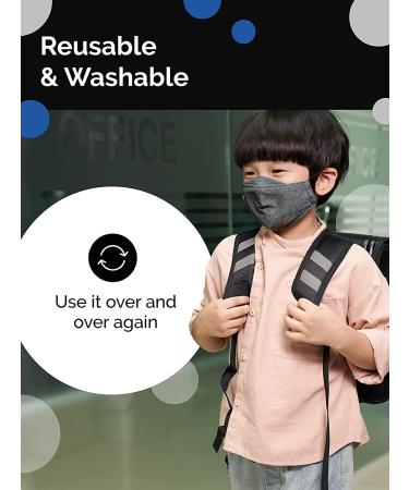 Kids Face Mask 2-Pack | Anti-Microbial Reusable Cotton | Adjustable & Breathable | coRevival's Revival Kids Mask (Gray Blue) - Buy Online on GoSupps.com