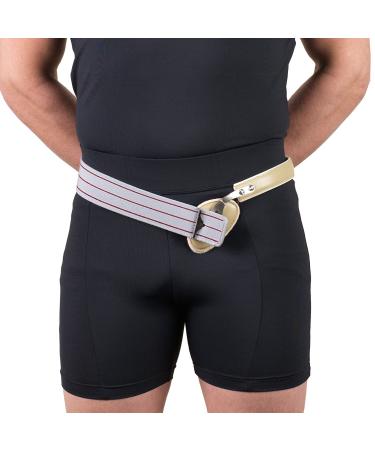 Hernia Truss Single Spring Scrotal Pad Compression Leather Buckle 36 inch Hip (Left)