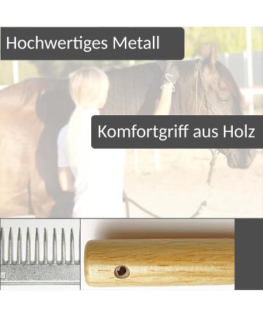 Mane Comb for Horse Donkey Made of Metal with Sturdy Wooden Handle (Wooden Handle) - Buy Online on GoSupps.com