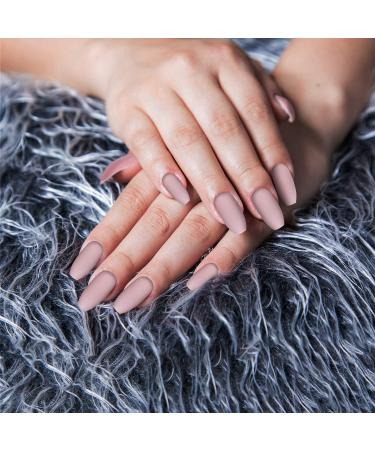 Nude Pink Matte Coffin False Nails Set - 72 Full Cover Fake Tips with Glue, Files, and Wooden Sticks for Women & Girls | DIY Nail Art Kit - Buy Online on GoSupps.com