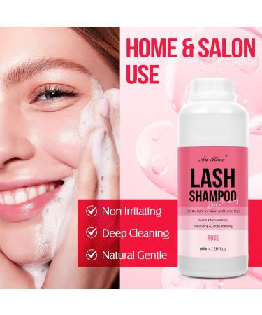 Lash Shampoo Bulk 600ml - Oil Free Eyelash Extension Cleanser | Gentle Foaming Formula for Salon & Home Care | Buy Rose Scented Shampoo Online - Buy Online on GoSupps.com
