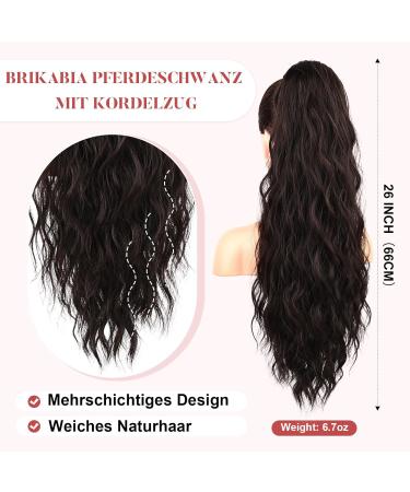 Brikabia 66cm Clip-In Ponytail Extension - Beach Wavy Natural Braid Hair for Women | Black & Brown - Buy Online on GoSupps.com