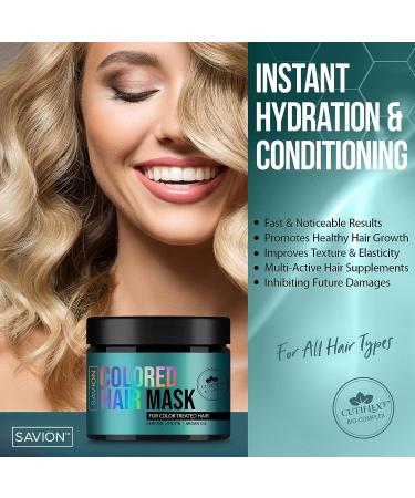 Savion Color Safe Hair Mask - Repair & Nourish Damaged Hair - with Keratin, Biotin, Collagen & Oils - Made in USA - Buy Online on GoSupps.com