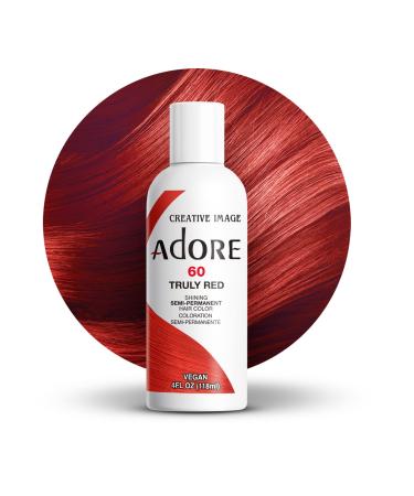 Adore Semi Permanent Hair Color - Vegan and Cruelty-Free Hair Dye - 4 Fl Oz - 060 Truly Red (Pack of 1) 060 Truly Red 4 Fl Oz (Pack of 1)