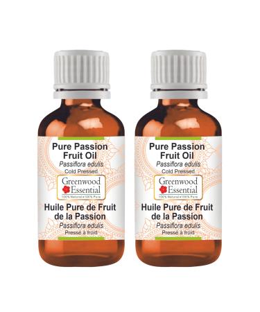 Greenwood essential natural passion fruit oil (Passiflora Edulis) Naturreine therapeutic quality cold -pressed (Pack of Two) 100ml x 2 (6.76 oz)
