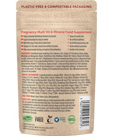 Pregnancy Multi Vitamin with 400mcg Folic Acid | Vegan Friendly | Made in UK | 60 Vegecaps - Buy Online on GoSupps.com