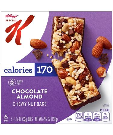 Kellogg's Special K Chewy Nut Bars - Gluten-Free Chocolate Almond Snacks - 170 Calories - 6.96oz Box (6 Bars) - Buy Online on GoSupps.com