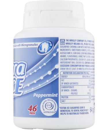 Extra Chewing Gum Sugar Free Ice Peppermint Flavour Chewing Gum 46 Pieces 64g - Buy Online on GoSupps.com