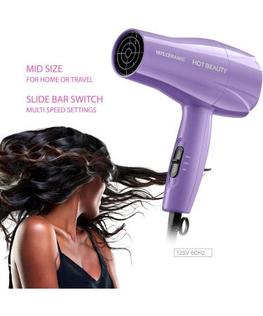 1875 Ceramic Hair Dryer - Fast Drying Multi-Setting Comb & Detangler Included - Compact & Travel-Friendly (Purple - Buy Online on GoSupps.com