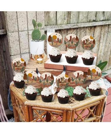 36Pcs Desert Cupcake Toppers for Desert Cactus Baby Shower Decorations Arizona Wedding Western Cowboy Horse Birthday Party Supplies - Buy Online on GoSupps.com