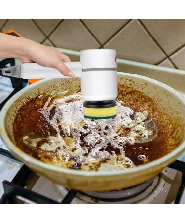 Cordless Scrubber | Power Cleaning Brush Handheld Rechargeable Kitchen Dish Brush with 6 Replaceable Brush for Bathroom Living Room Kitchen White - Buy Online on GoSupps.com
