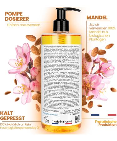 100% Natural Cold-Pressed Almond Oil 1000ml | Anti-Stretch & Infant Care Massage Oil | Moisturizing Hair Mask | Essential Oils for Pregnancy - Buy Online on GoSupps.com