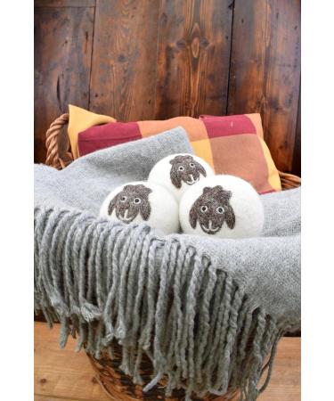 Pachamama Handmade XL Wool Tumble Dryer Balls 7cm 3 Pk Reduce Drying Time Save Energy Fabric Soften Reduce Static Reduce Wrinkles Unscented Long Life - Cute Sheep Pattern Felted by Hand Fair Trade - Buy Online on GoSupps.com