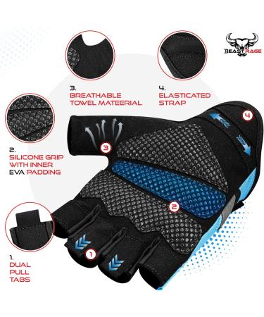 Beast Rage Weightlifting Gloves for Men & Women - Best CrossFit & Gym Gloves with Silicone Padded Palm for Ultimate Protection - Buy Online on GoSupps.com