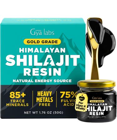 Gya Labs Himalayan Shilajit Resin with Maximum Potency (1.76 oz) - Grade A Shilajit Resin with 85+ Trace Minerals & Fulvic Acid for Energy & Wellness Support - for Men Women No Heavy Metals 1.76 Fl Oz (Pack of 1)