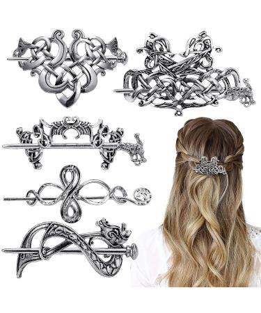 Noverlife 5PCS Celtic Hairpins - Vintage Silver Viking Hair Clips for Girls and Women - Buy Online on GoSupps.com