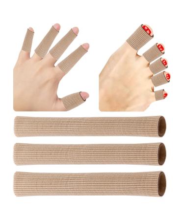 Sibba 3 pieces toe pillow tubes with gel food breathable toe protector belt cushion Bangage fingertips cushion large toe protection prevents pain chicken eye relief (s m l) 3 skin tones - s & m & l