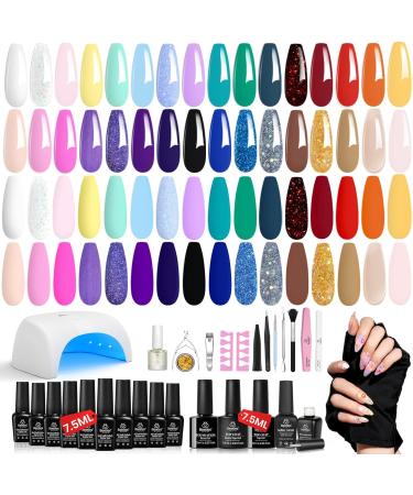 Beetles 53 Pcs Gel Nail Polish Kit with UV LED Light | World Travel Collection | Soak Off 32 Colors Christmas Manicure Set | Rainbow Falls-12 Colors - Buy Online on GoSupps.com