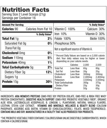 Designer Protein Aria Women's Protein Powder - Vanilla Flavor, 12 Oz - Buy Online on GoSupps.com