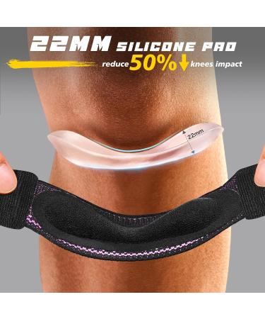 FREETOO Patella Tendon Knee Strap - Shock-Absorbing Knee Brace for Men and Women - Knee Pain Relief for Hiking, Basketball, Running - Rose Red (S/M) - Buy Online on GoSupps.com